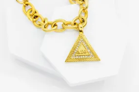 ΔΣΘ Signature Pyramid Pendant and Oval Link Bracelet (Stainless Steel)