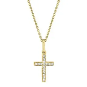 0.06ctw Diamond Cross Necklace, Yellow Gold