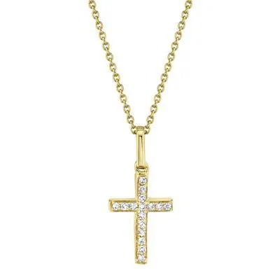 0.06ctw Diamond Cross Necklace, Yellow Gold