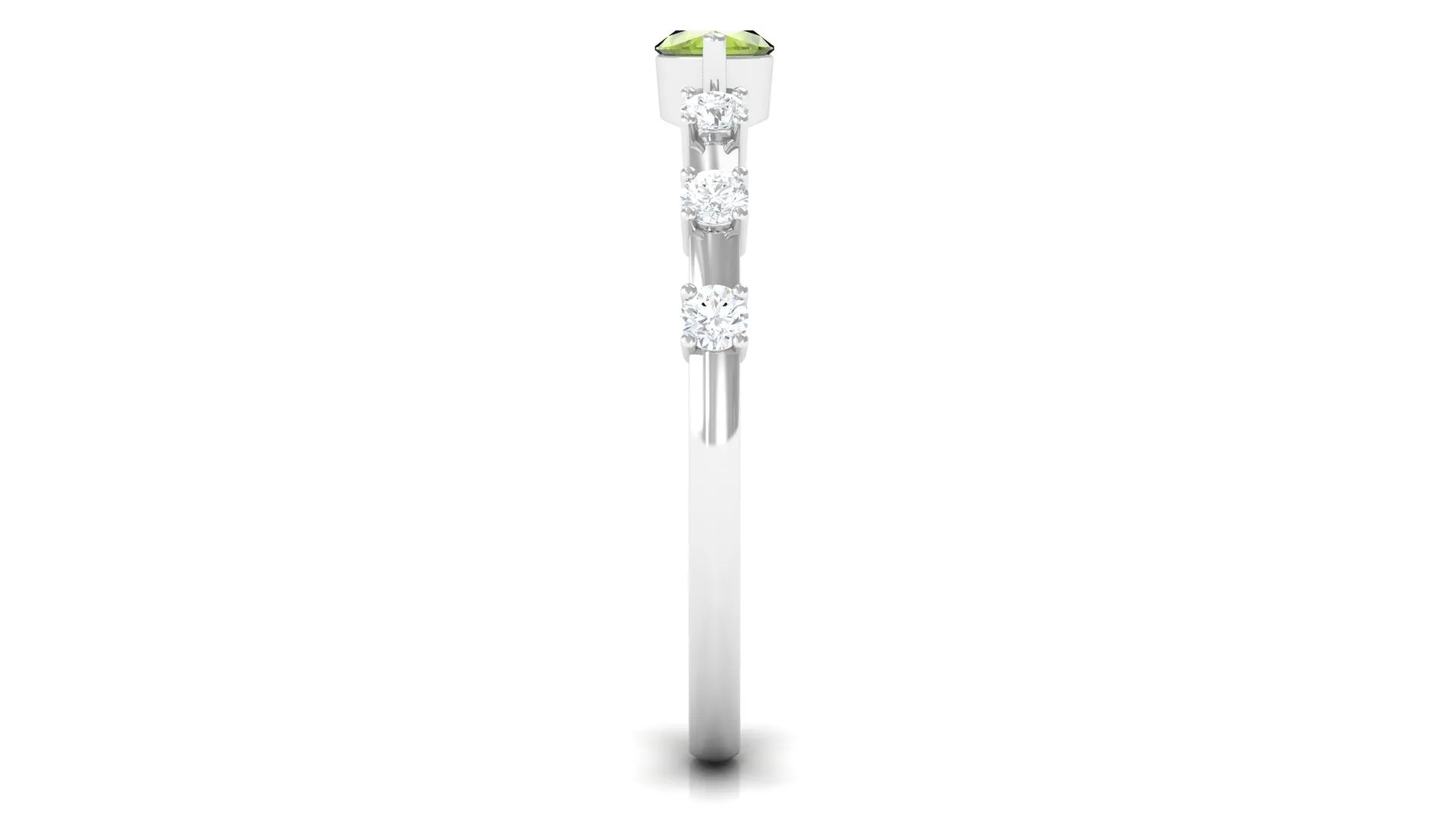0.75 CT Peridot East West Ring with Diamond Accent