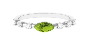 0.75 CT Peridot East West Ring with Diamond Accent