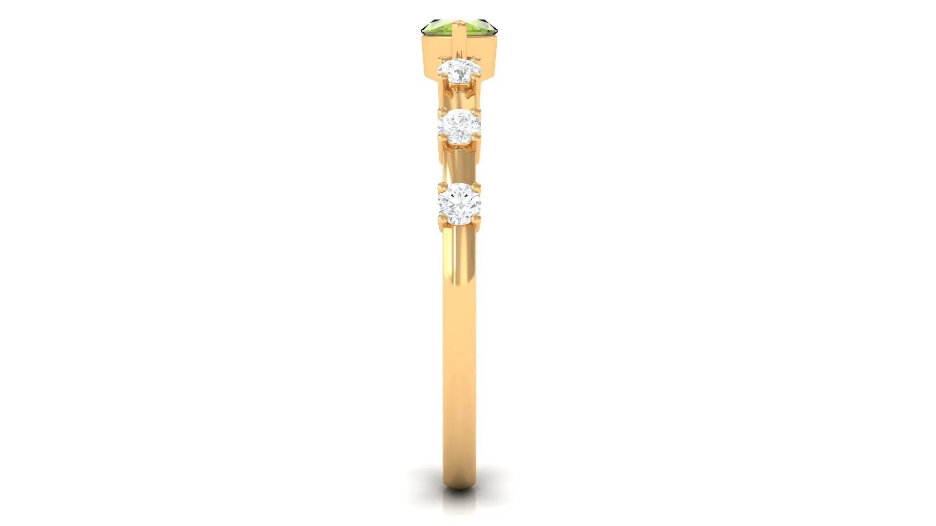 0.75 CT Peridot East West Ring with Diamond Accent