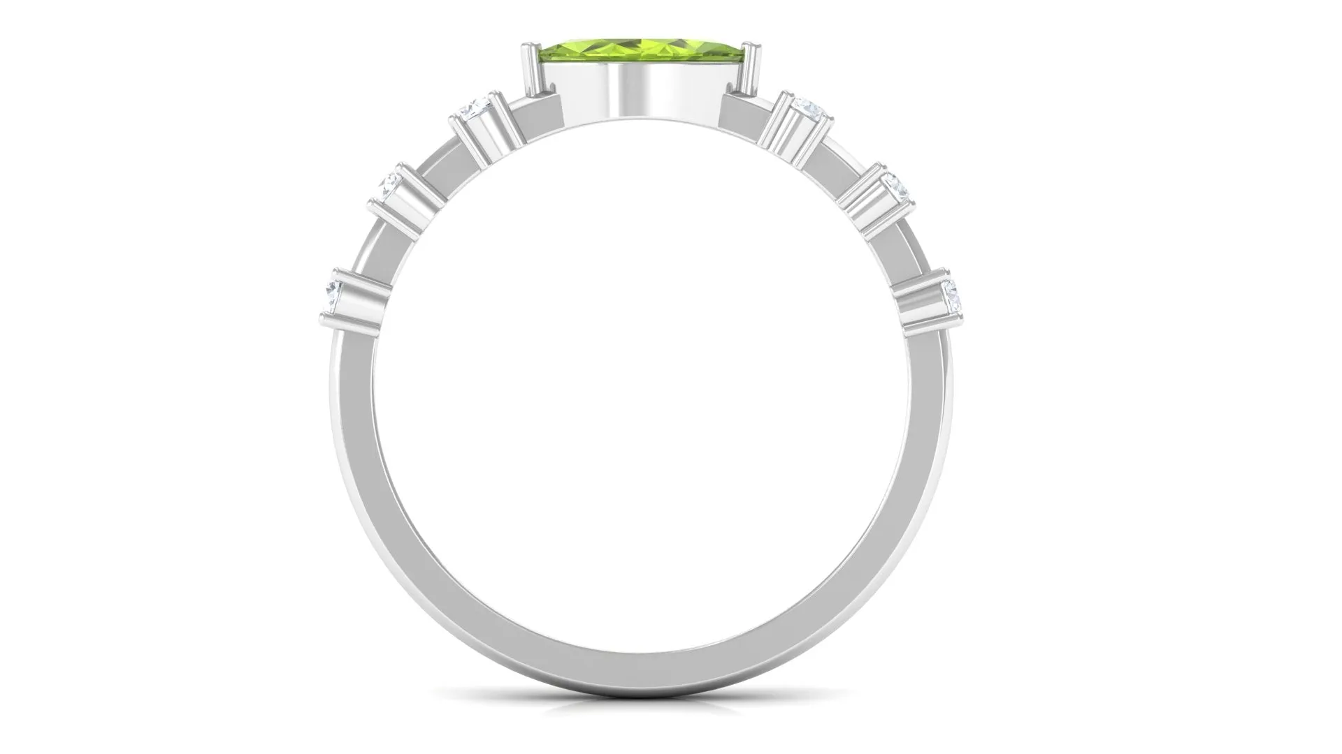 0.75 CT Peridot East West Ring with Diamond Accent