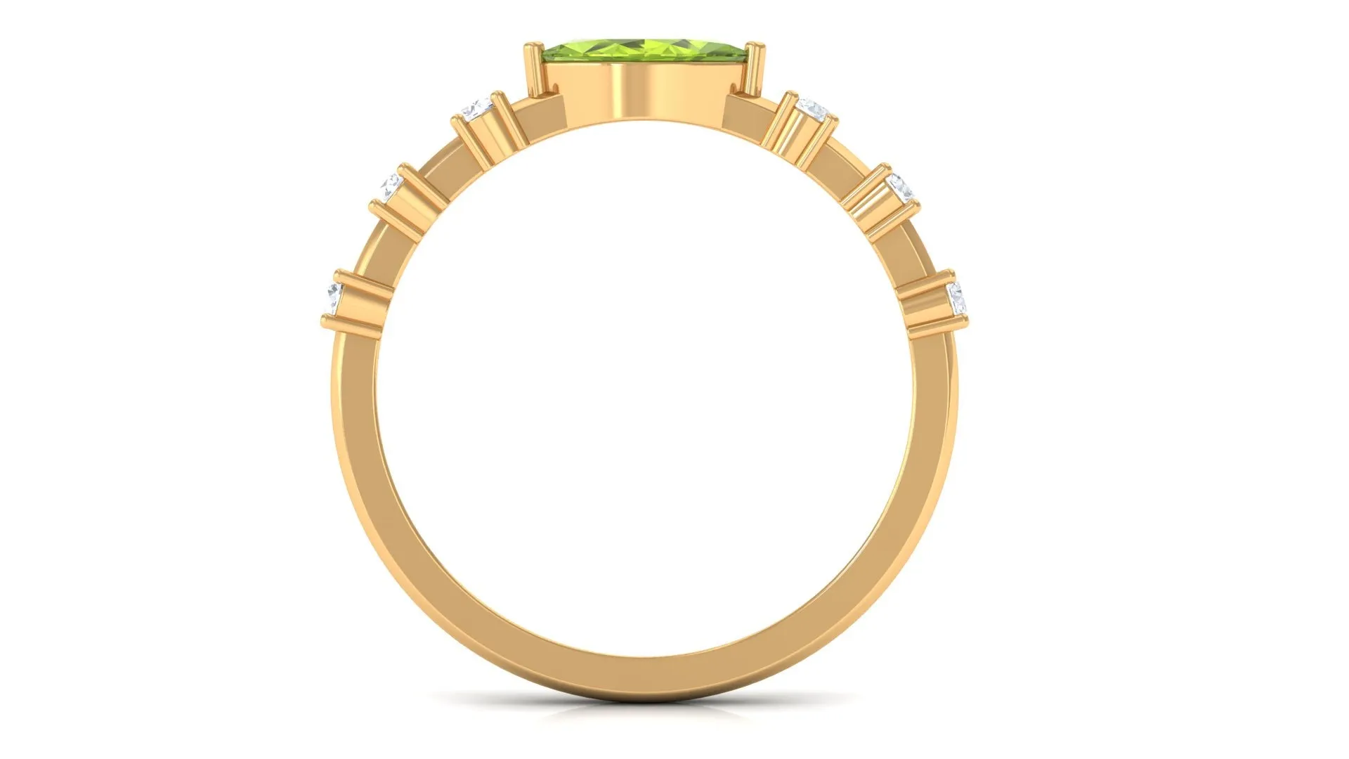 0.75 CT Peridot East West Ring with Diamond Accent