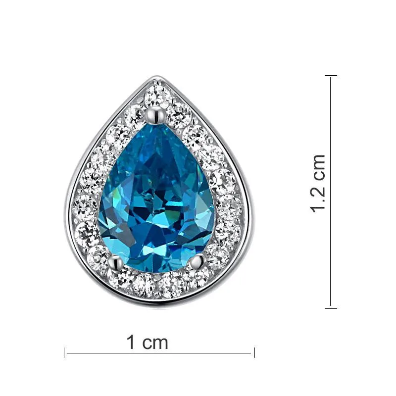 1 Carat Pear Cut Simulated Diamond Blue Topaz 925 Sterling Silver Stud Earrings