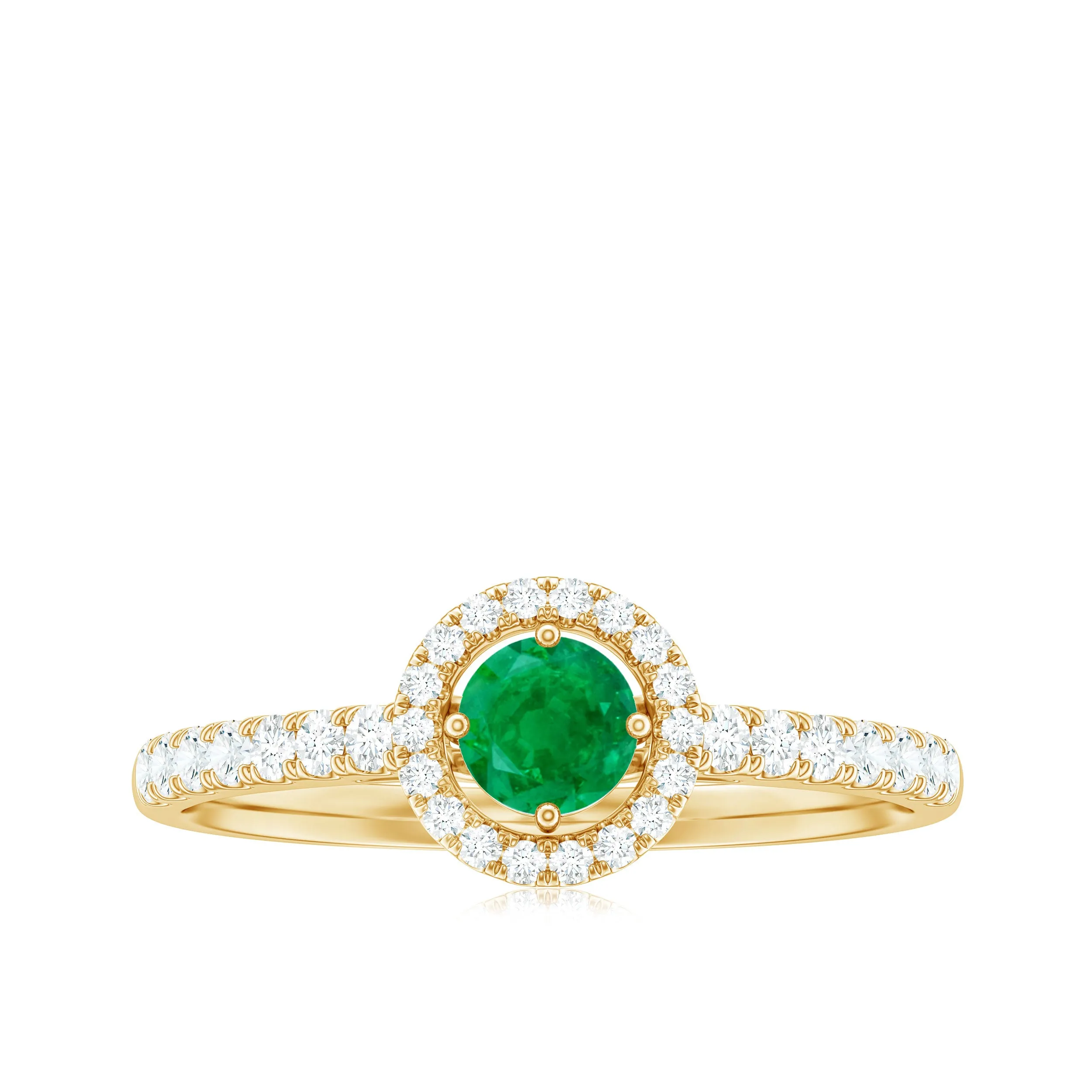 1 CT Minimal Emerald Engagement Ring with Diamond