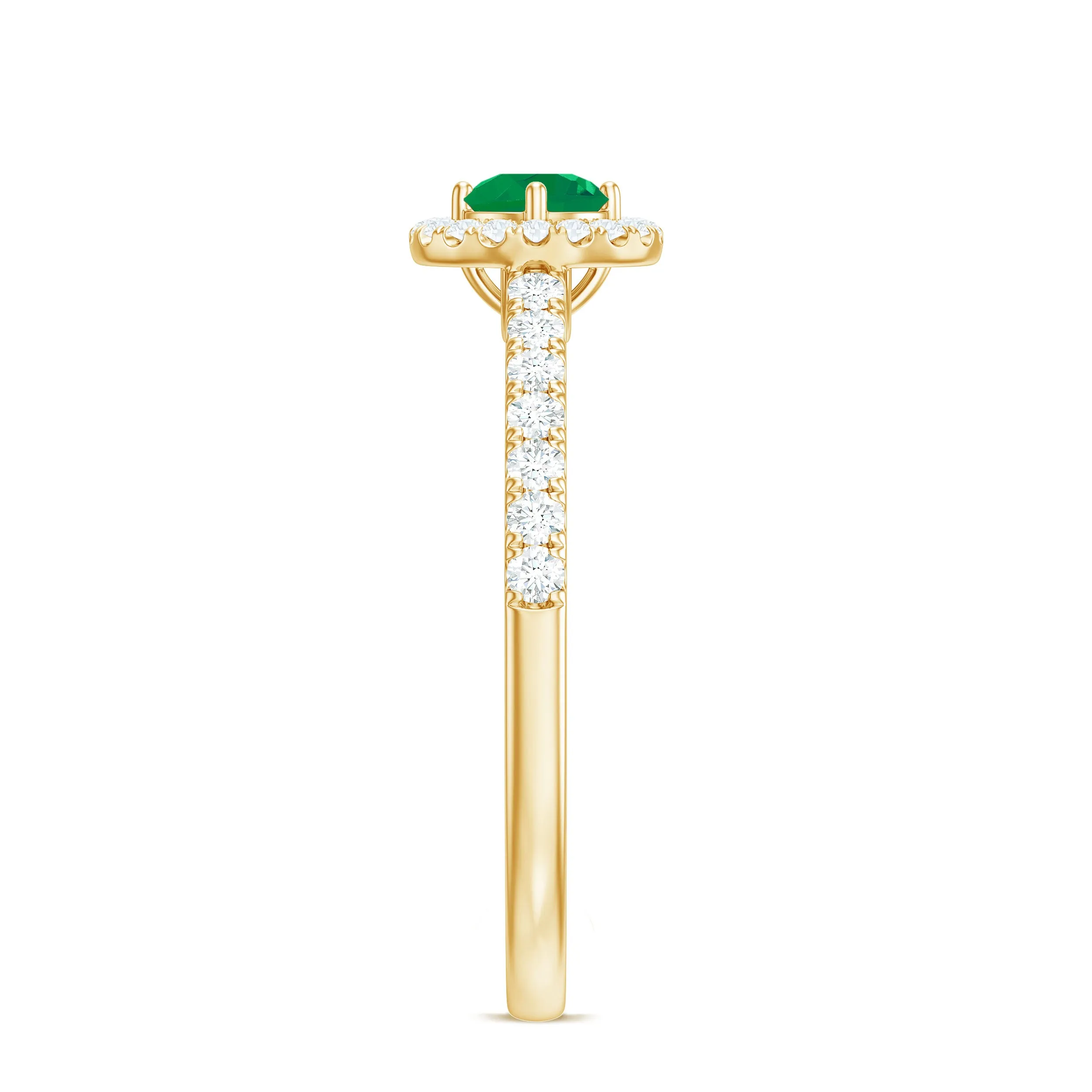 1 CT Minimal Emerald Engagement Ring with Diamond