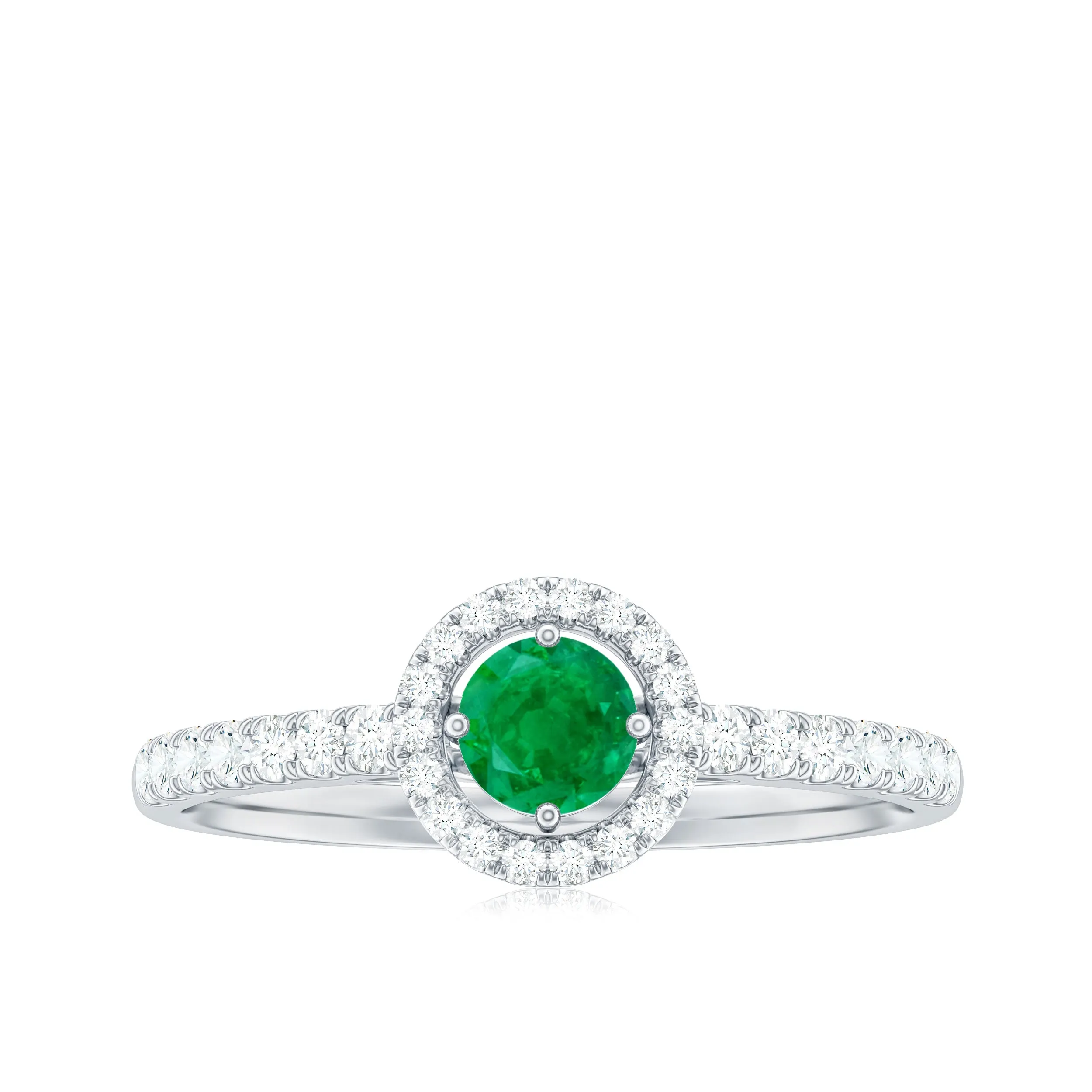 1 CT Minimal Emerald Engagement Ring with Diamond