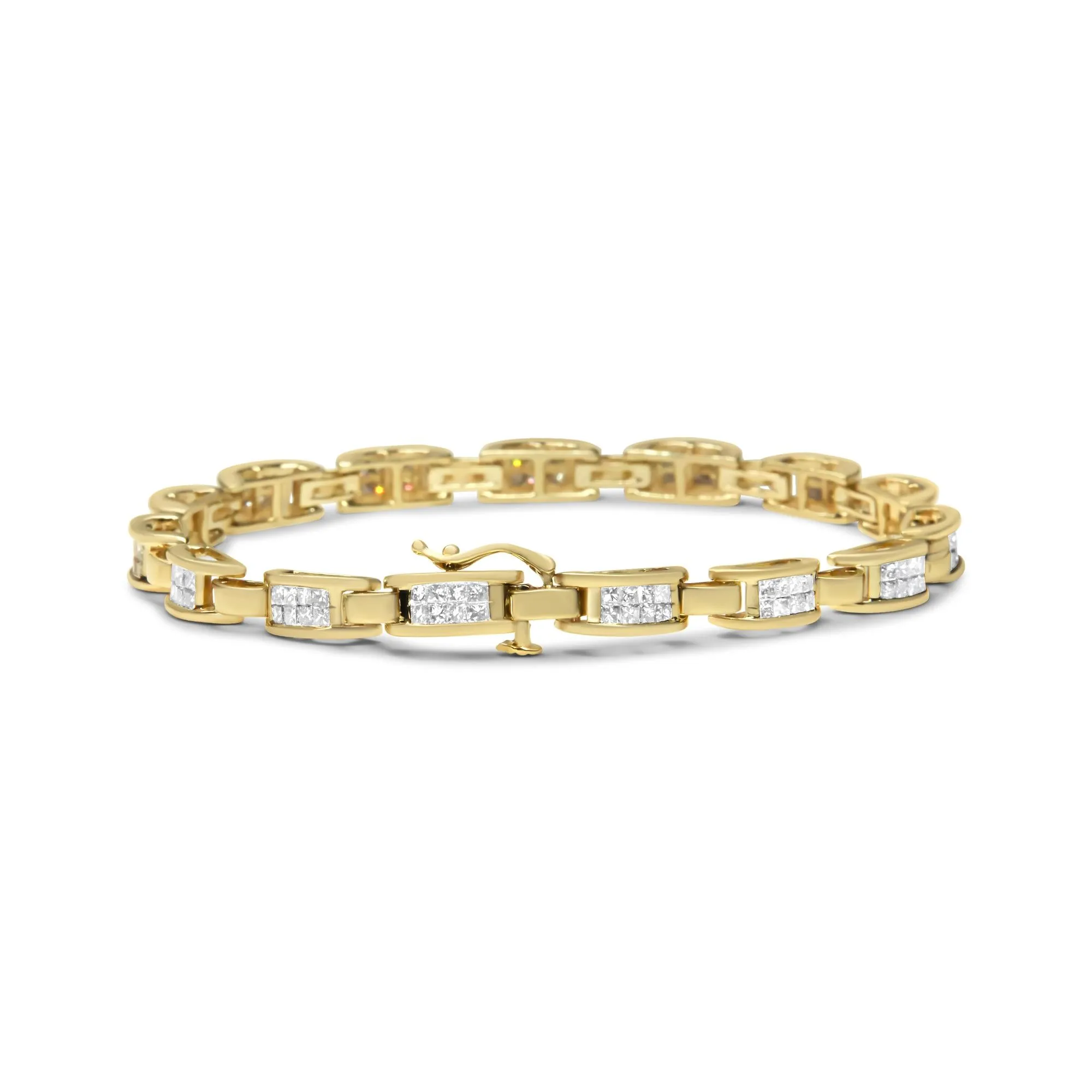 10K Yellow Gold 2.0 Cttw Invisible-Set Princess Cut Diamond Rectangula