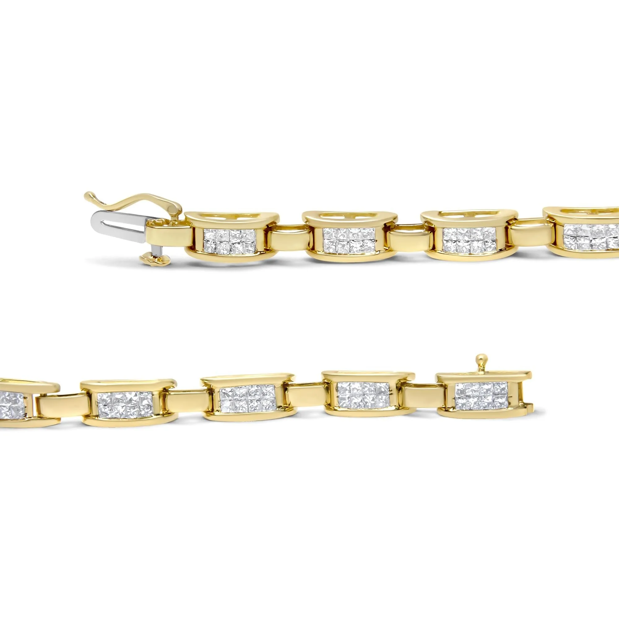 10K Yellow Gold 2.0 Cttw Invisible-Set Princess Cut Diamond Rectangula