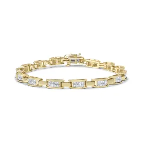 10K Yellow Gold 2.0 Cttw Invisible-Set Princess Cut Diamond Rectangula