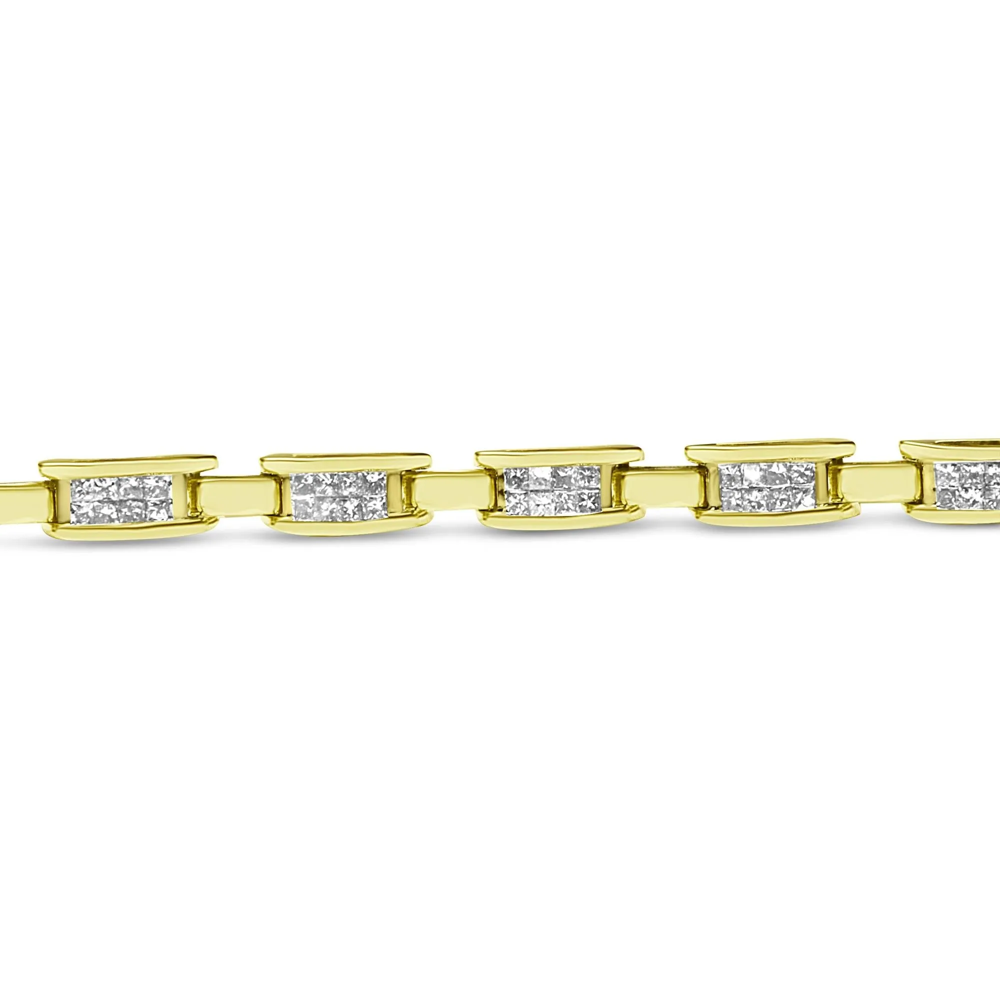 10K Yellow Gold 2.0 Cttw Invisible-Set Princess Cut Diamond Rectangula