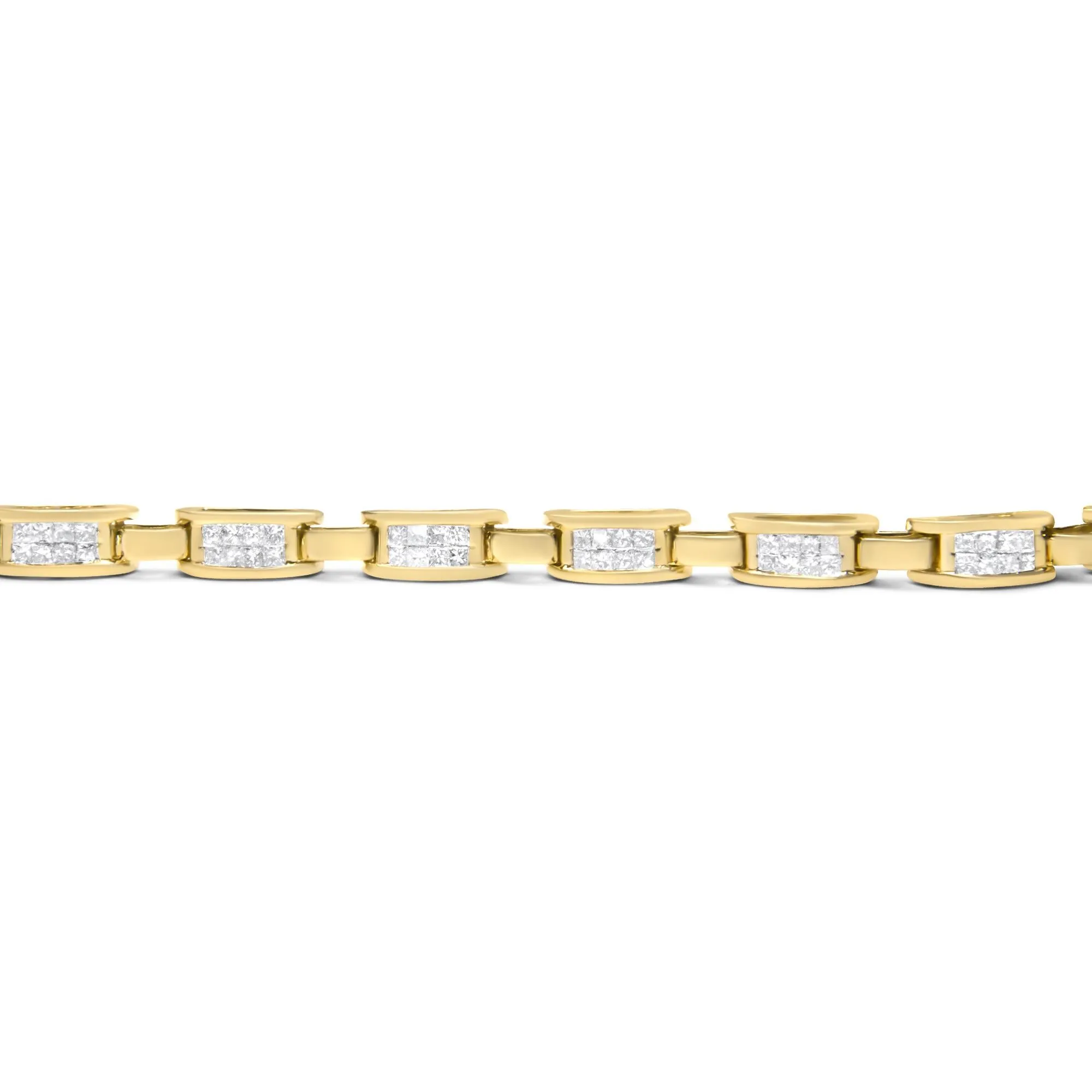 10K Yellow Gold 2.0 Cttw Invisible-Set Princess Cut Diamond Rectangula