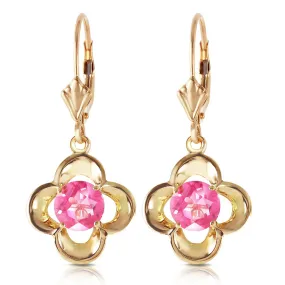 1.1 Carat 14K Solid Yellow Gold Leverback Earrings Natural Pink Topaz