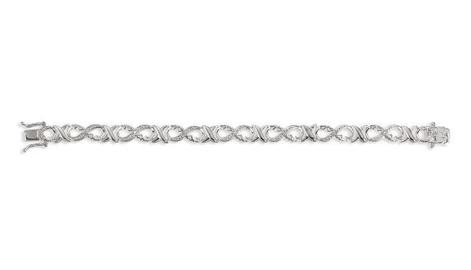 1/10 Carat Diamond XO Infinity Bracelet - Choice of  Platinum or Yellow Gold Overlay - Ships Same/Next Day!