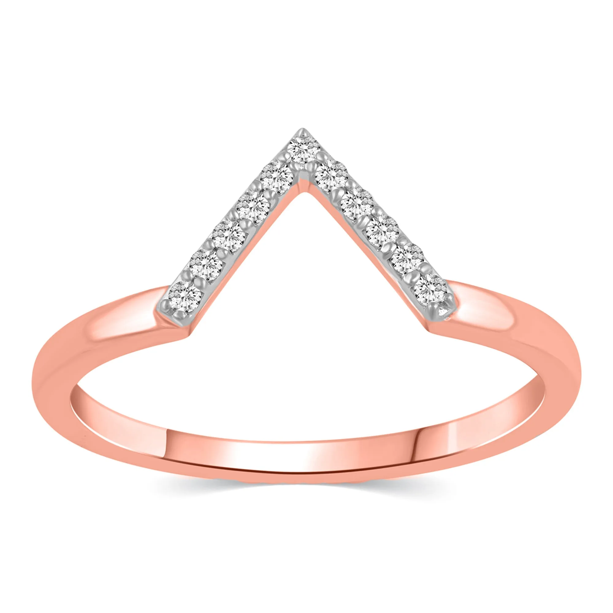 1/10 CT TW Diamond Chevron V Shaped Ring in Sterling Silver