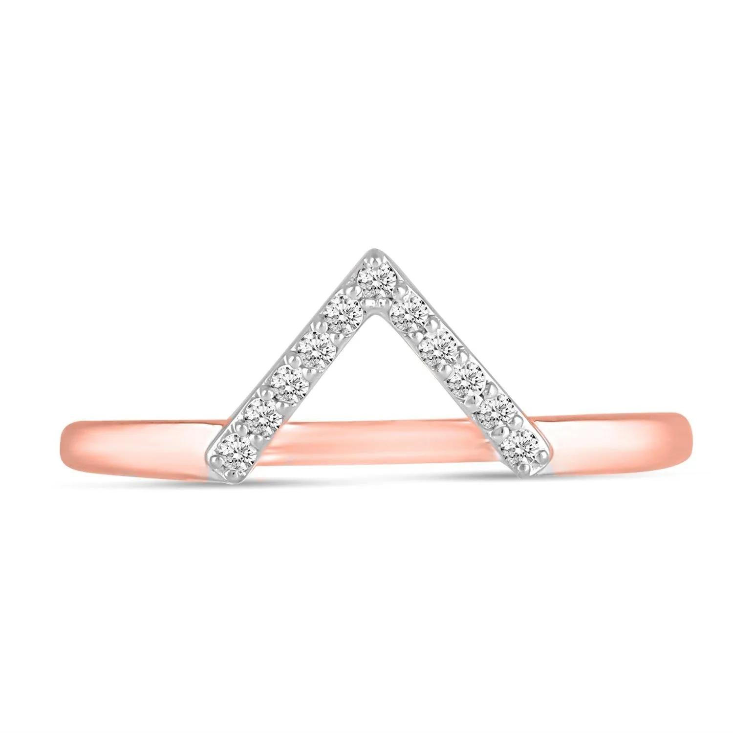 1/10 CT TW Diamond Chevron V Shaped Ring in Sterling Silver