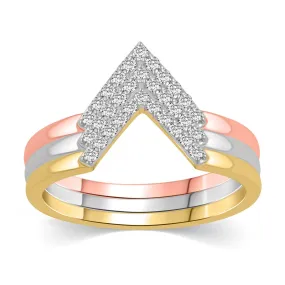 1/10 CT TW Diamond Chevron V Shaped Ring in Sterling Silver