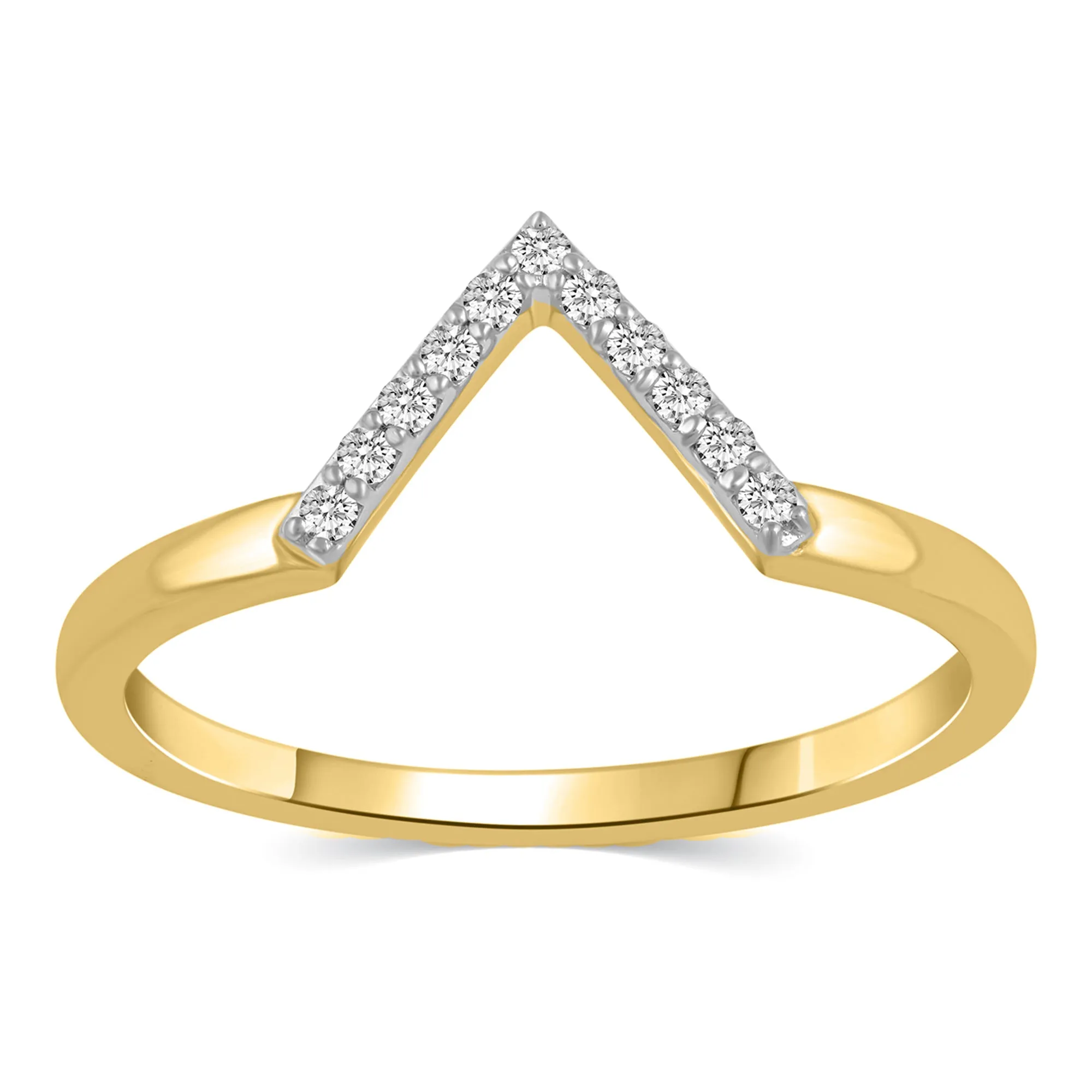 1/10 CT TW Diamond Chevron V Shaped Ring in Sterling Silver