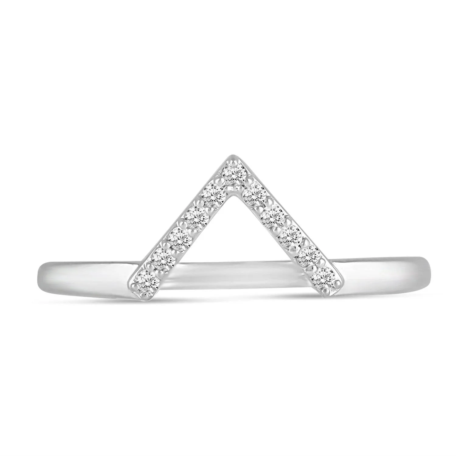 1/10 CT TW Diamond Chevron V Shaped Ring in Sterling Silver