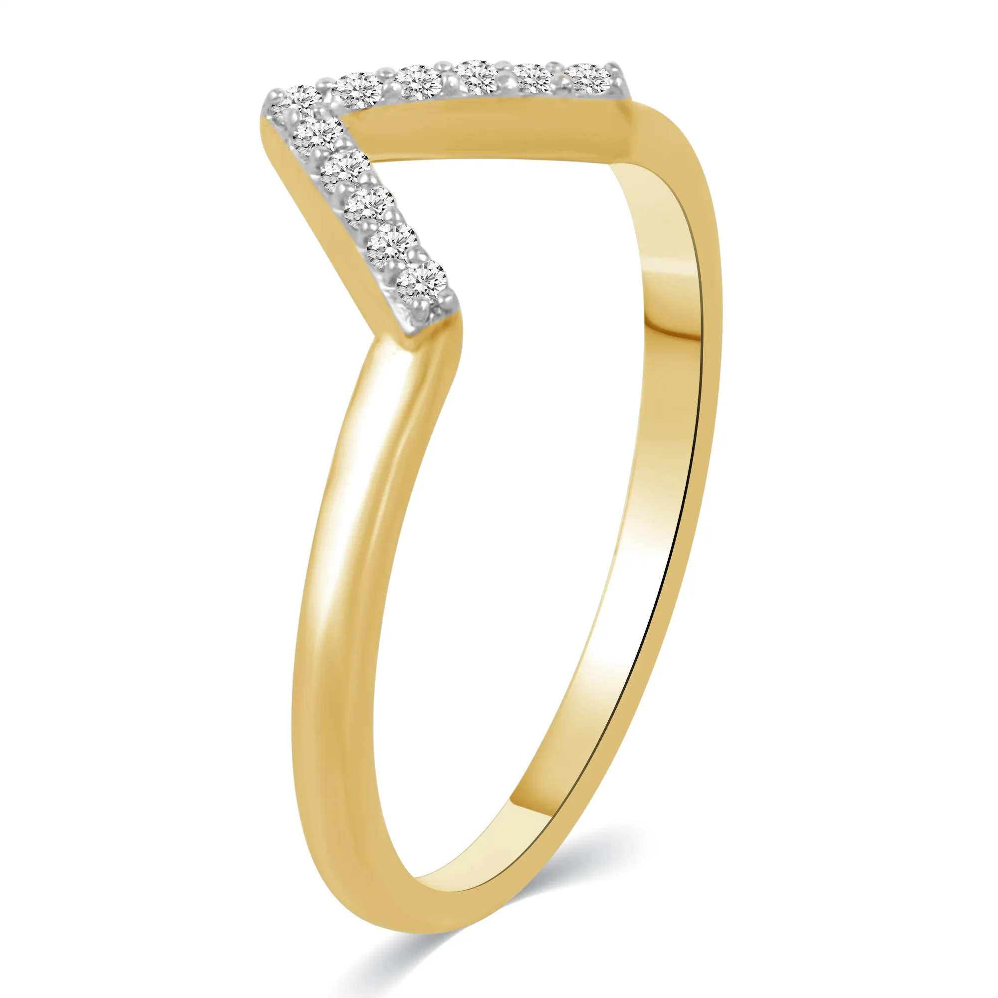 1/10 CT TW Diamond Chevron V Shaped Ring in Sterling Silver
