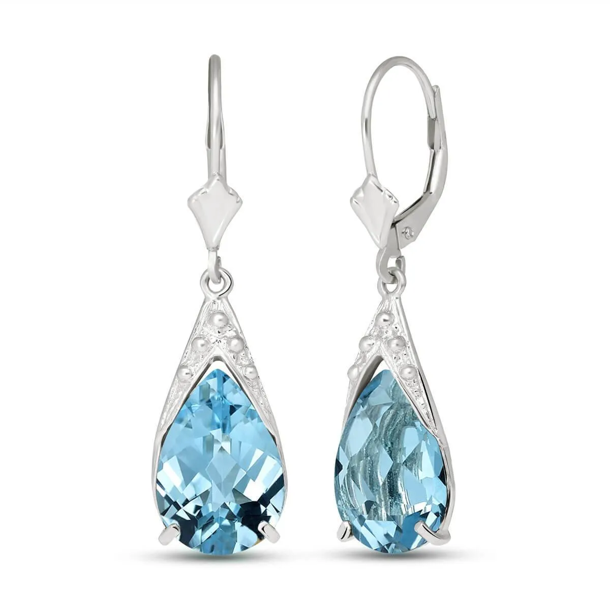 12 Carat 14K Solid White Gold Lifetime You Blue Topaz Earrings