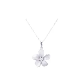 13mm 14k Plumeria Pendant with 0.03 carat diamond