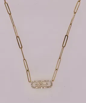 14K Diamond Paper Clip Necklace