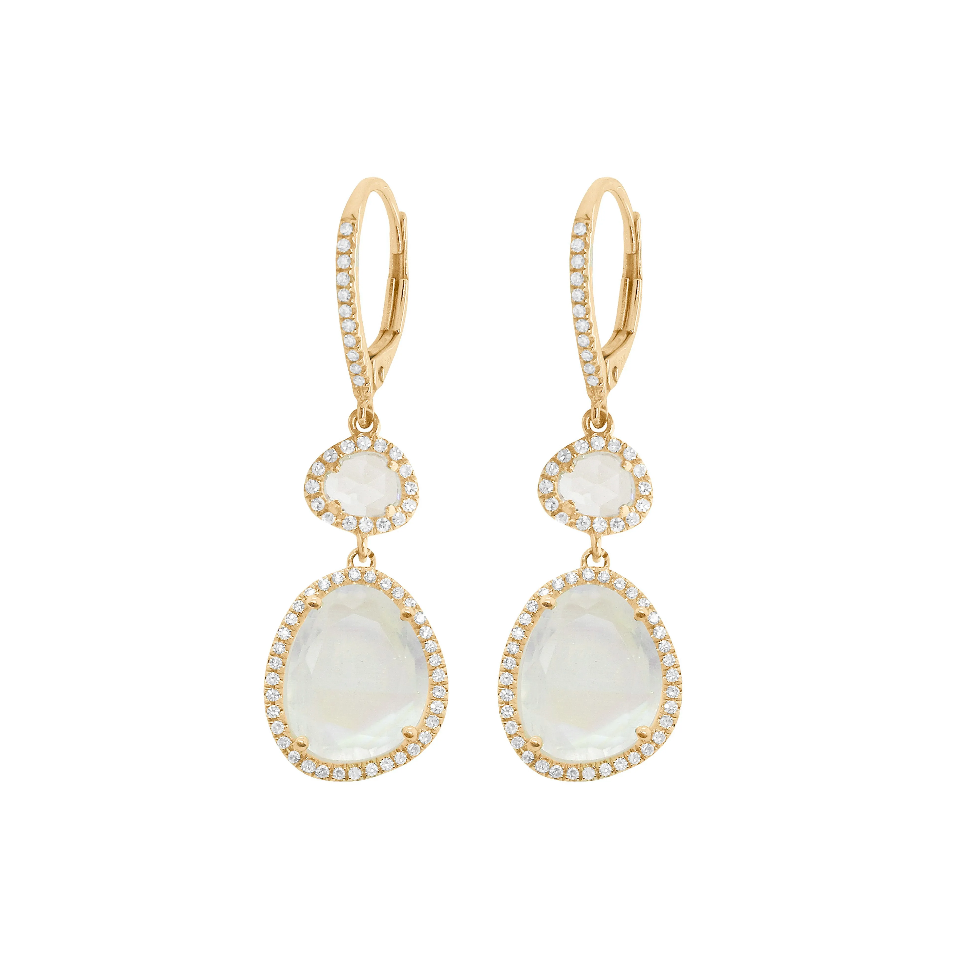 14K GOLD DIAMOND AND MOONSTONE LILA EARRINGS