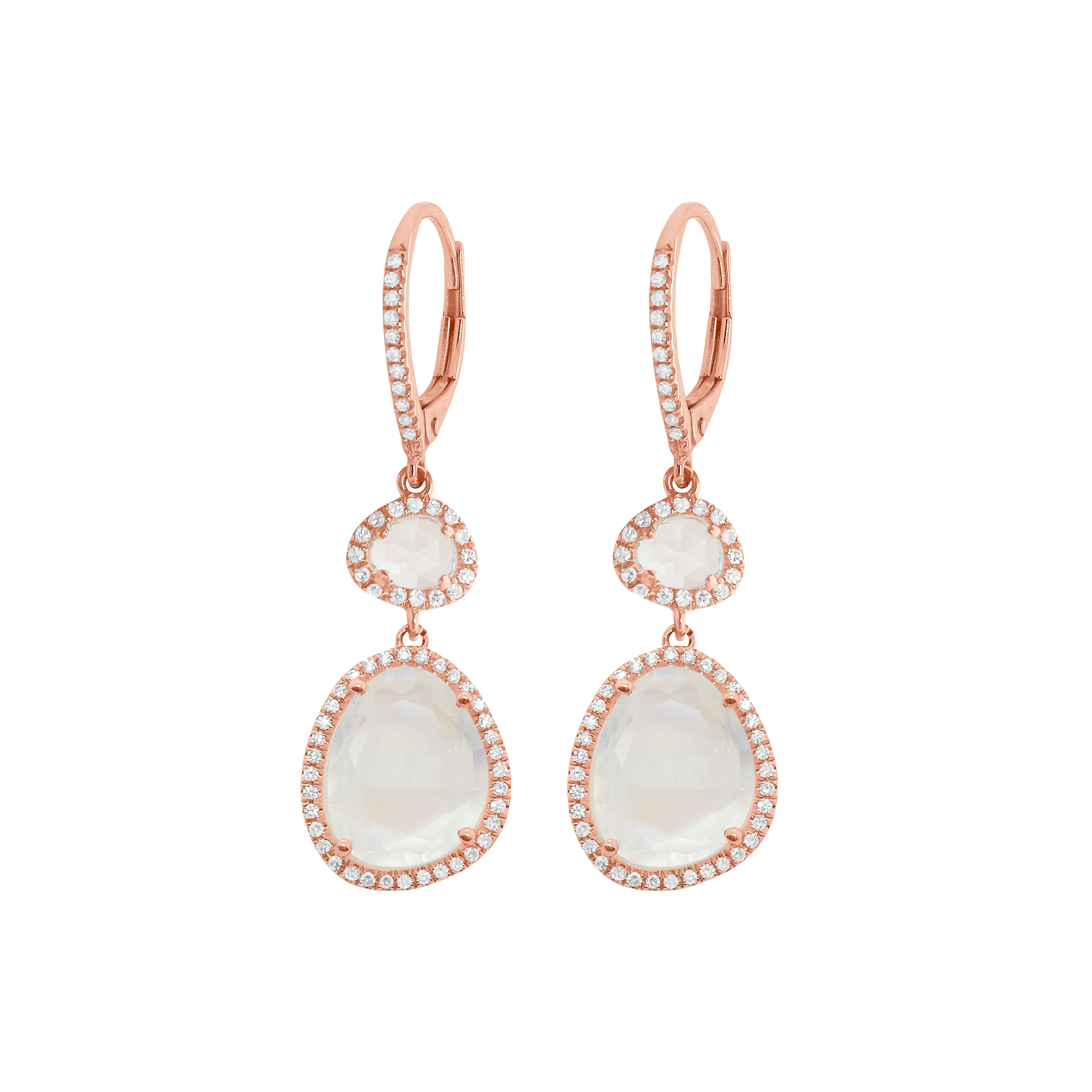 14K GOLD DIAMOND AND MOONSTONE LILA EARRINGS