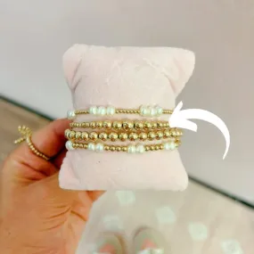 14k Gold Filled Graduated Stretch Beaded Bracelet Hilo