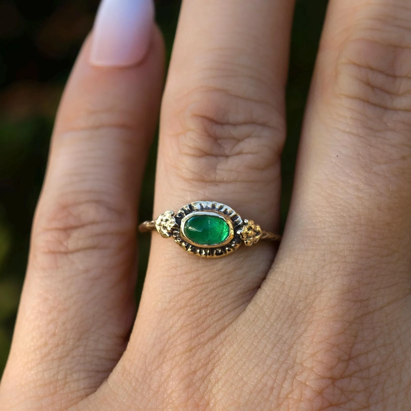 14k Gold HARMONY Emerald Ring- Sz 7.5