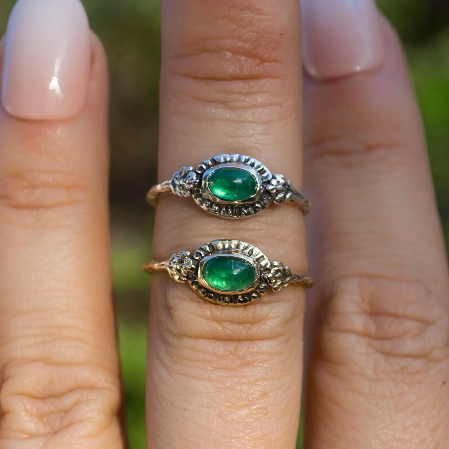 14k Gold HARMONY Emerald Ring- Sz 7.5