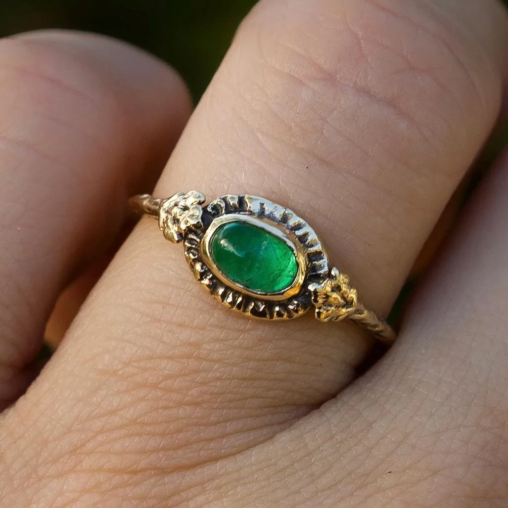 14k Gold HARMONY Emerald Ring- Sz 7.5
