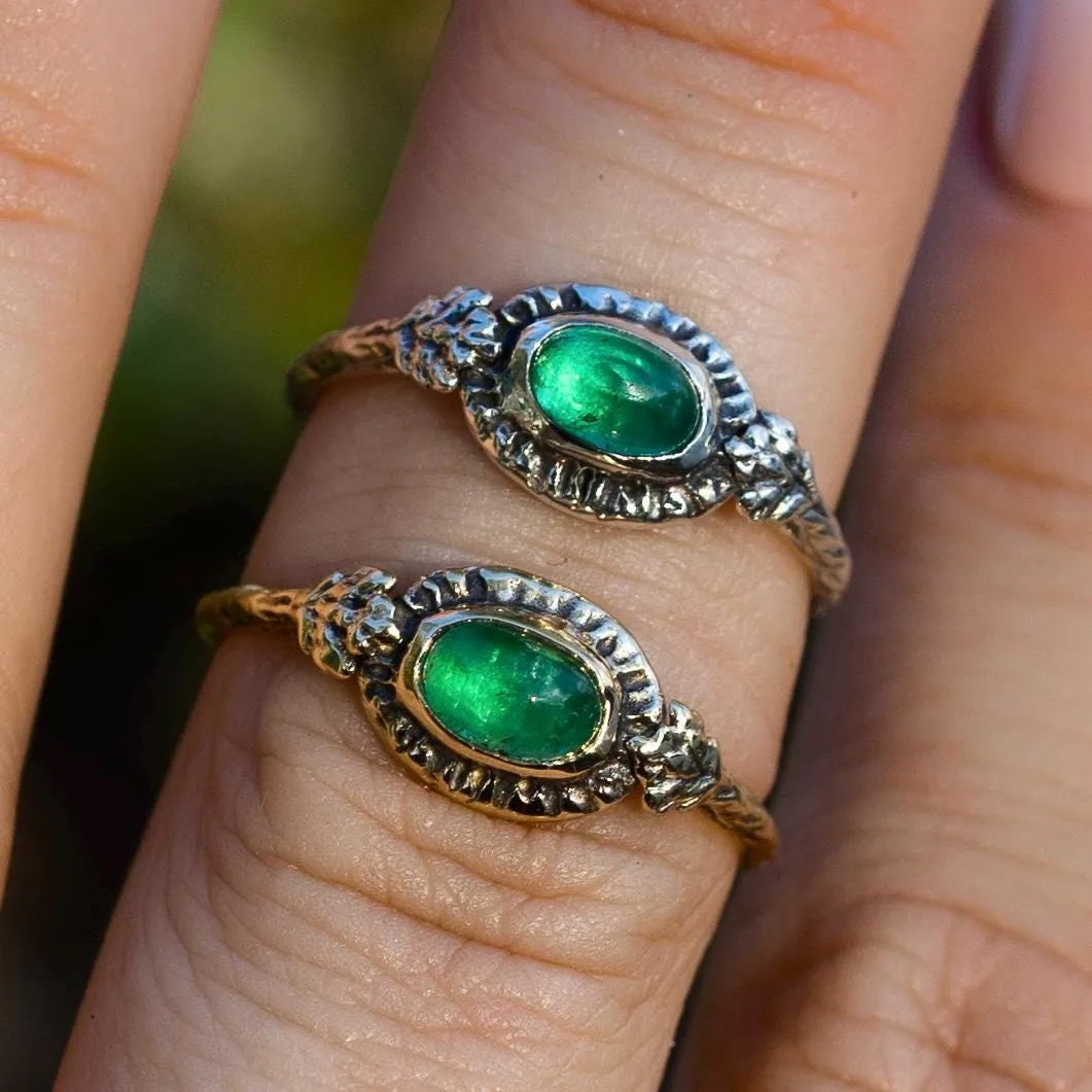 14k Gold HARMONY Emerald Ring- Sz 7.5