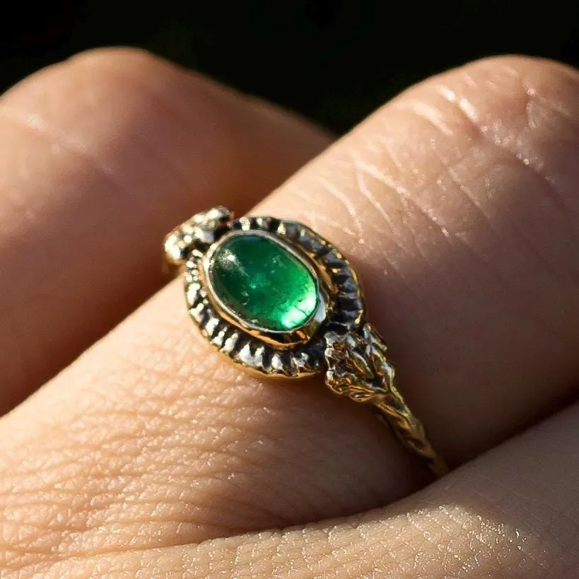 14k Gold HARMONY Emerald Ring- Sz 7.5