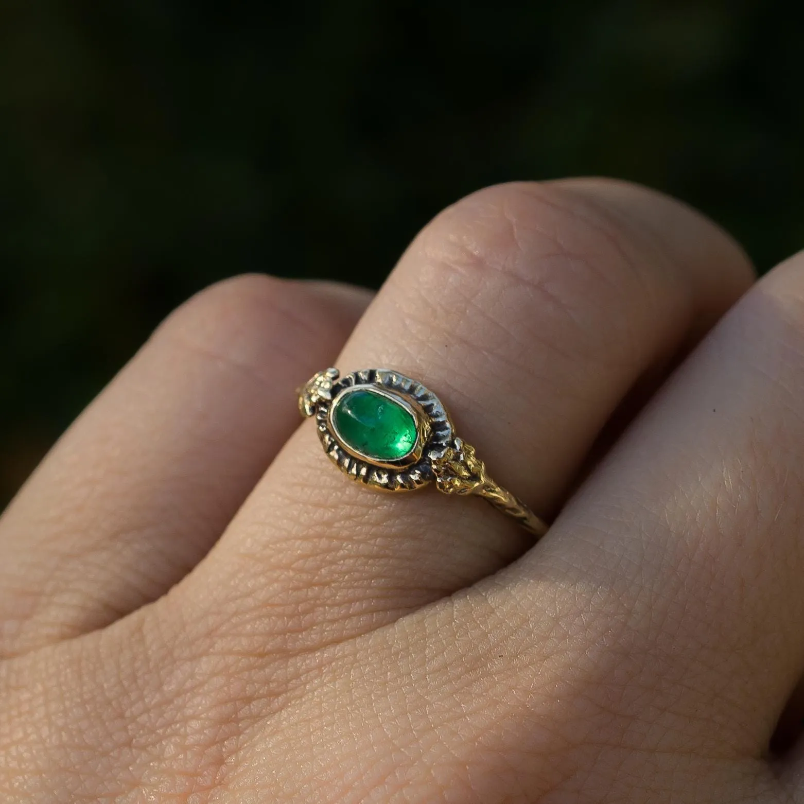 14k Gold HARMONY Emerald Ring- Sz 7.5