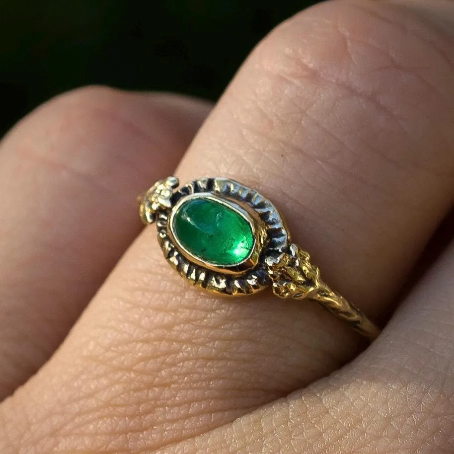 14k Gold HARMONY Emerald Ring- Sz 7.5