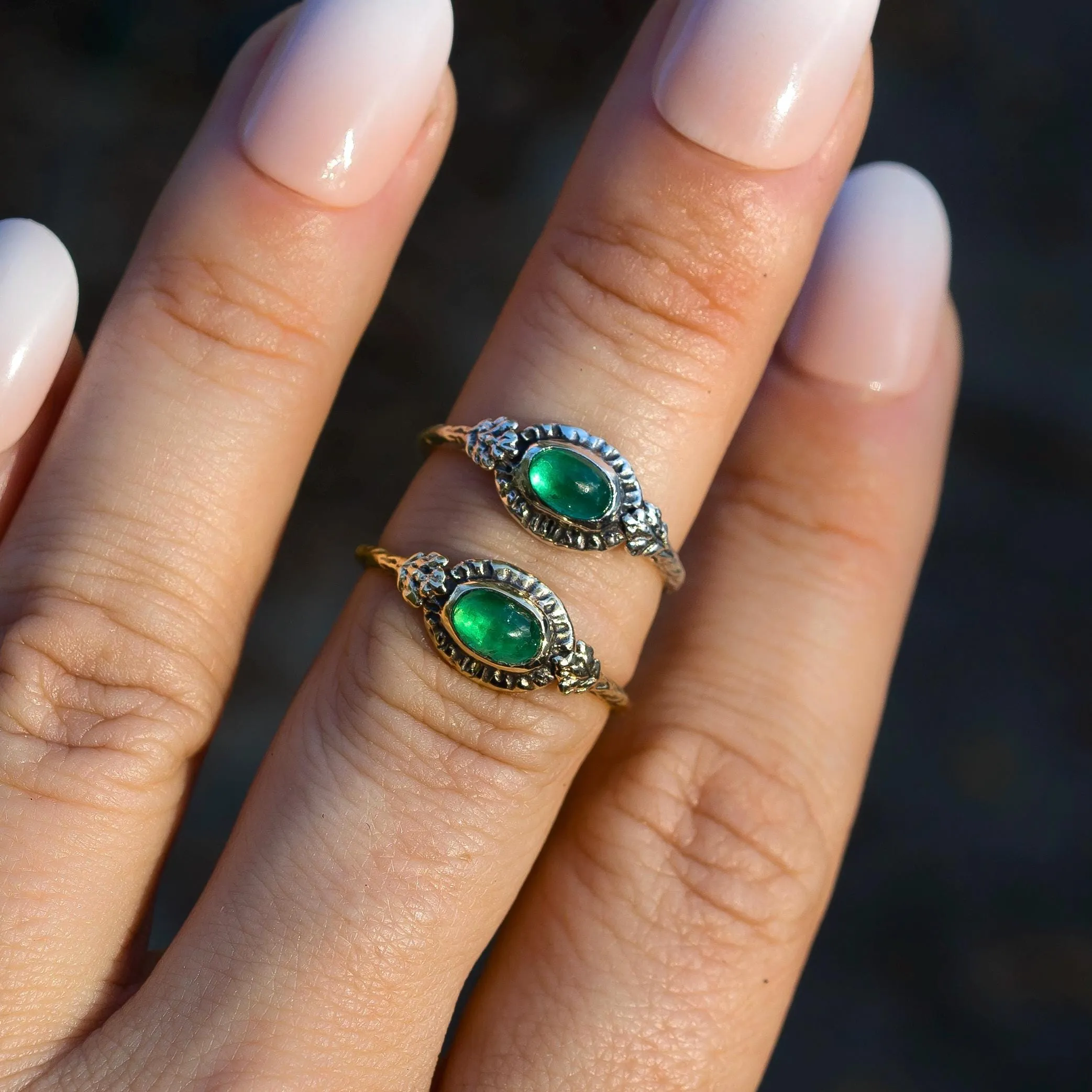 14k Gold HARMONY Emerald Ring- Sz 7.5