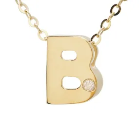 14K Gold Initial "B" Necklace (Diamond)