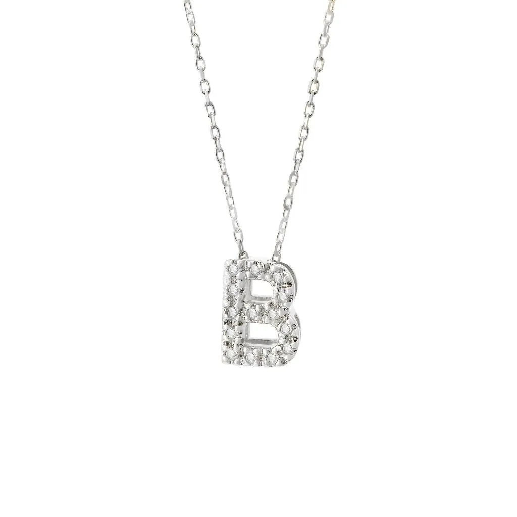 14K Gold Initial "B" Necklace With Diamonds