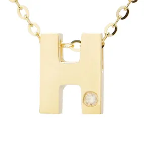 14K Gold Initial "H" Necklace (Diamond)