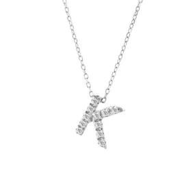 14K Gold Initial "K" Necklace With Diamonds