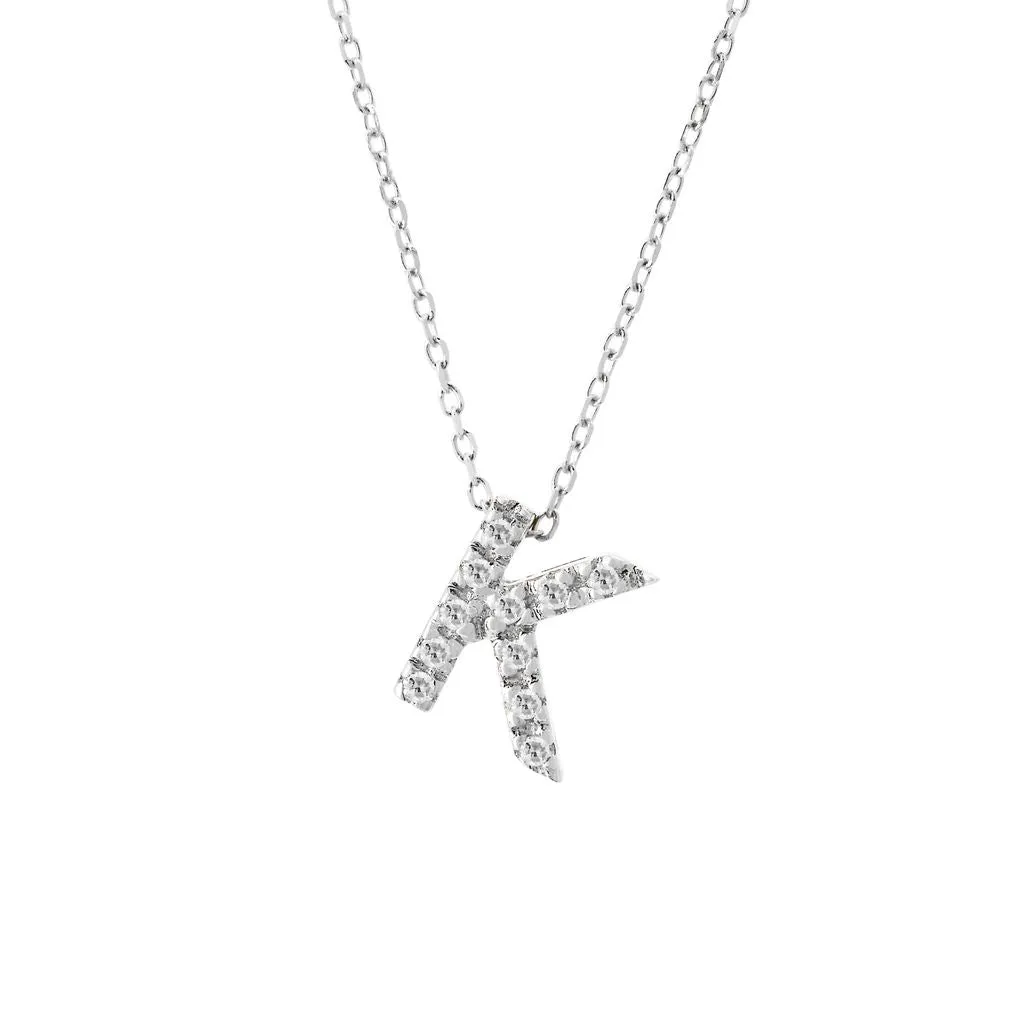 14K Gold Initial "K" Necklace With Diamonds