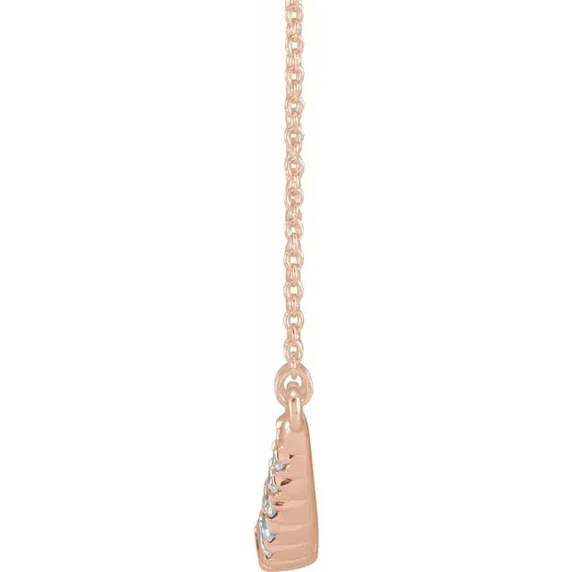 14K Rose Gold 3/4 CTW Lab-Grown Diamond French-Set Bar 18" Necklace