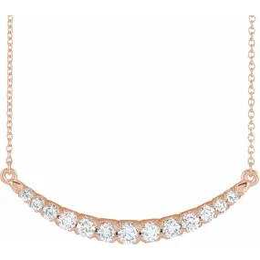 14K Rose Gold 3/4 CTW Lab-Grown Diamond French-Set Bar 18" Necklace