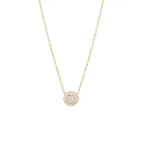 14k Round Diamond Halo Necklace