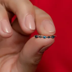 14K Solid Gold Sparkle Serenade Ring with Blue Diamonds