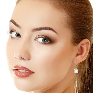 14K Solid Rose Gold Leverback Earrings Natural Diamond & Rose Topaz Jewelry