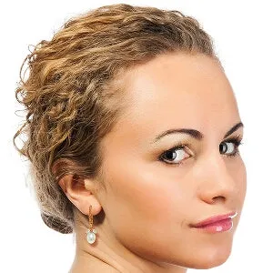 14K Solid Rose Gold Leverback Earrings w/ Rose Topaz & Pearl